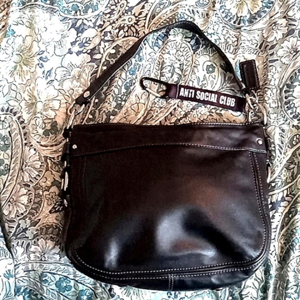 🖤 COACH Black Genuine Leather Hobo Style Shoulder Purse - Picture 2 of 16